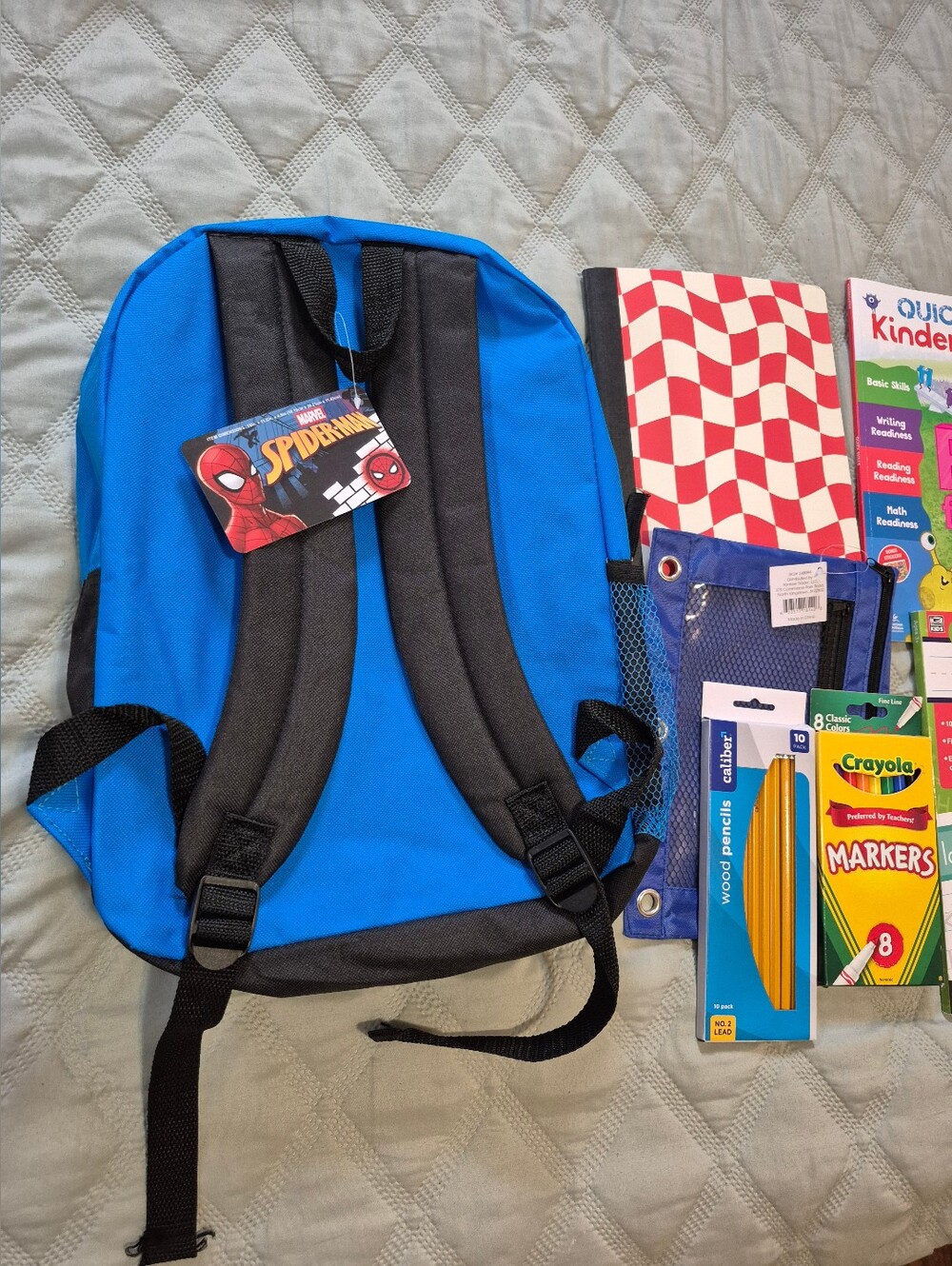 Spiderman Kids Backpack Red Blue Black with School Supplies - Picture 2 of 4